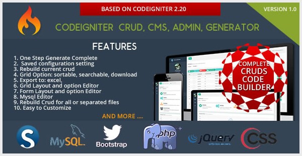 Codeigniter CMS - CRUD Builder - Administrator