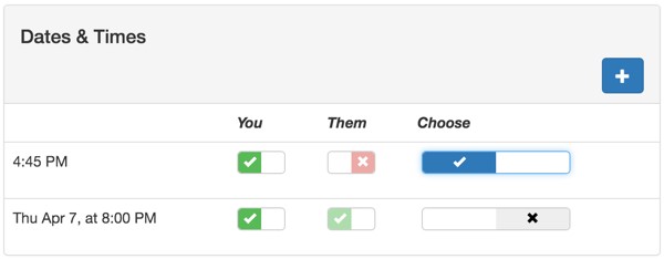 Customizing Meeting View - The Choice Selector for Dates  Times