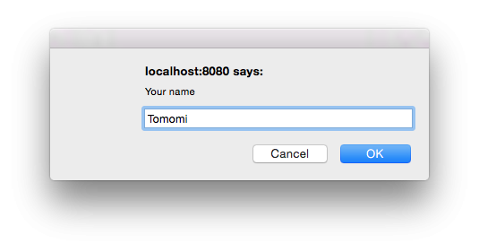 The localhost Server asking for your name