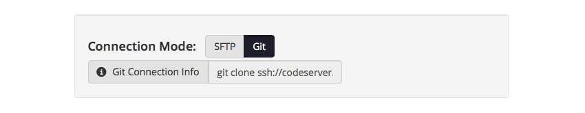 Set the connection mode to Git