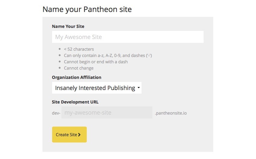 Name Your Pantheon site