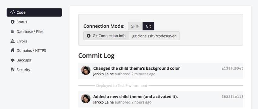 Commit Log shows the latest change