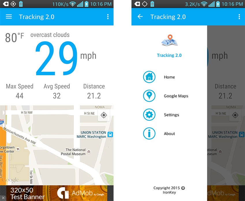 Map Tracking app template screenshots