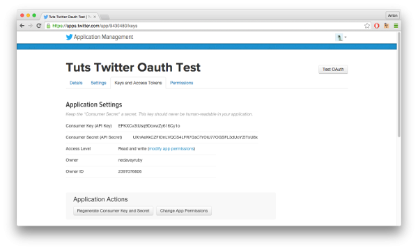 OAuth Test Homepage