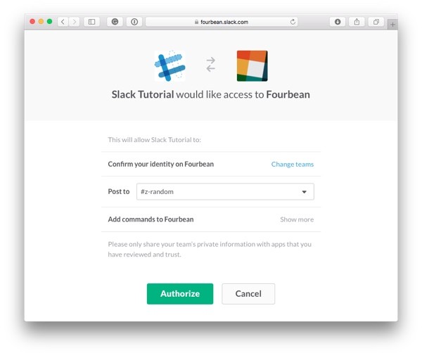 Give the Slack application access to one your Teams channels