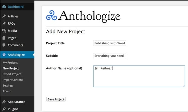 Add a new ebook project