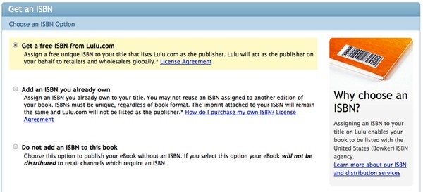 Get a Free ISBN from Lulu