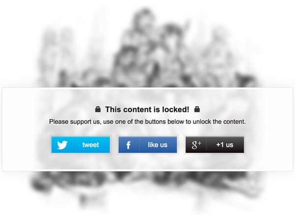 Social Locker conceals content from readers until they share - the blur option