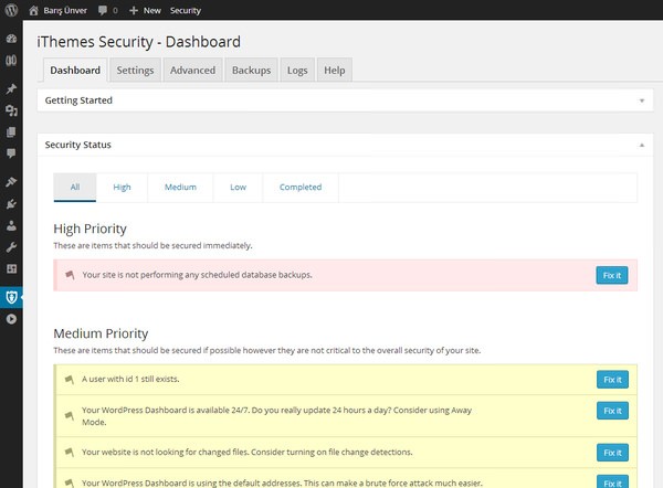 iThemes Security Dashboard
