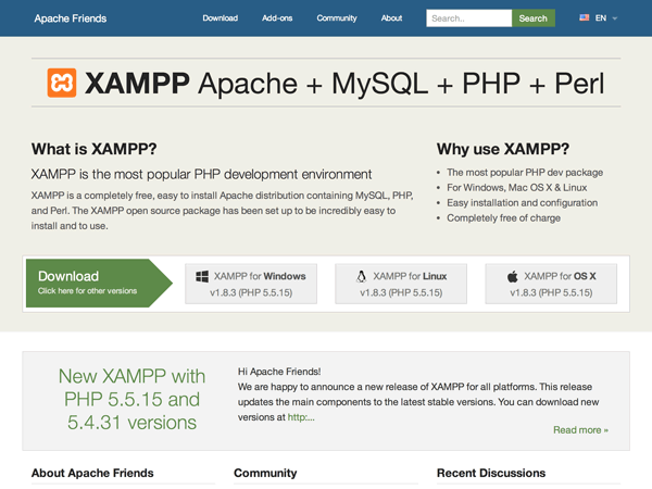 XAMPP website