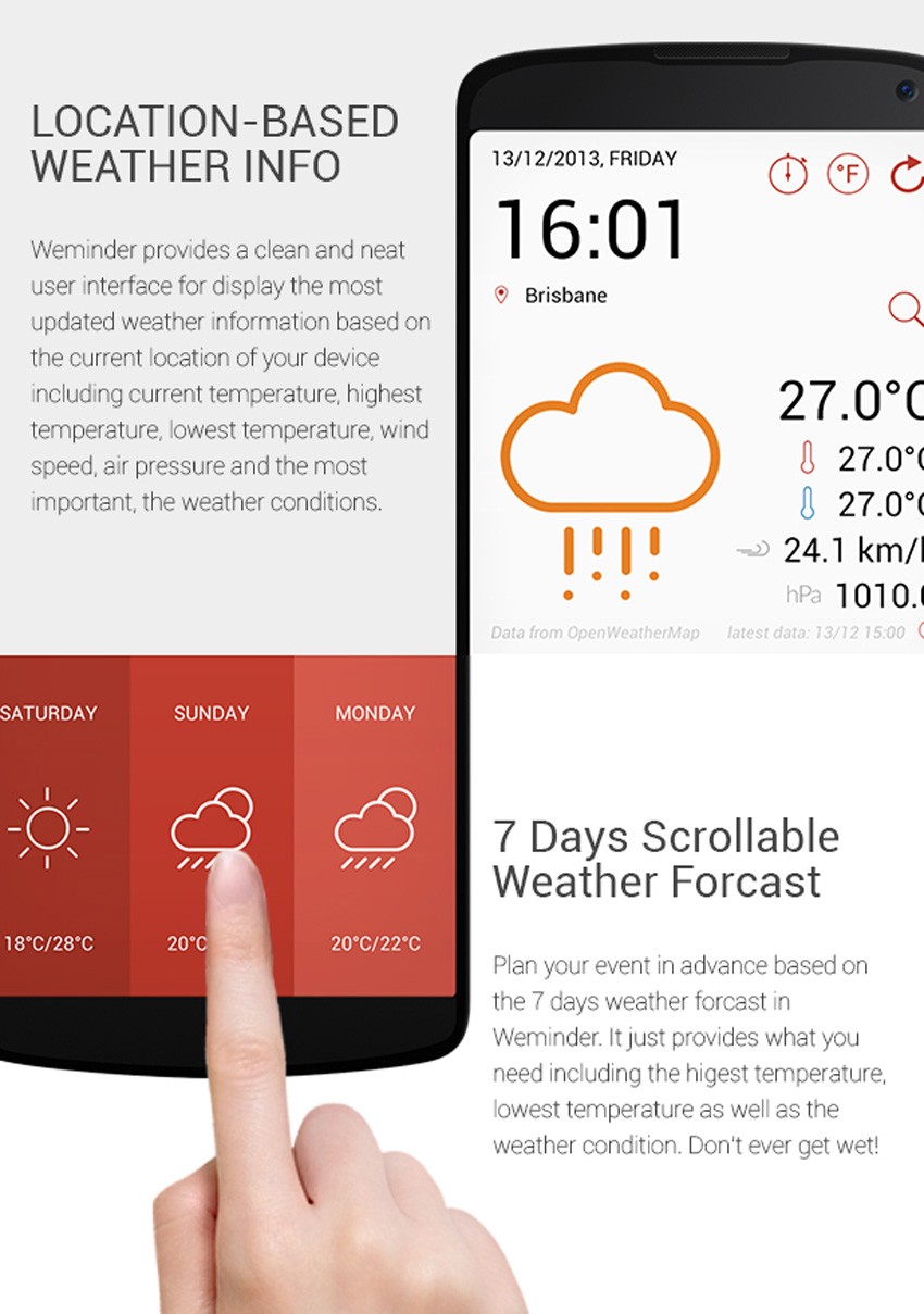 Weminder weather app template on Envato Market