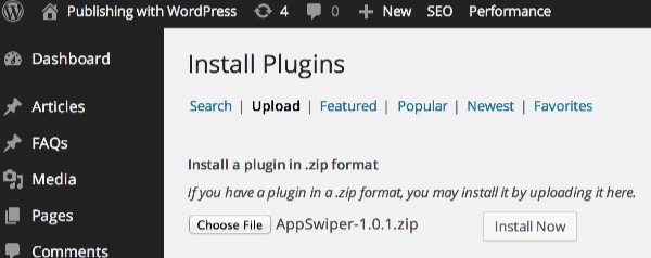 Install the AppSwiper plugin for touch
