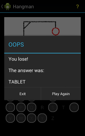 Android Hangman Game Lose