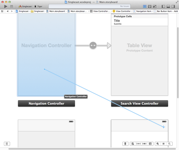 Create a segue from the view controller to the search view controller's navigation controller.