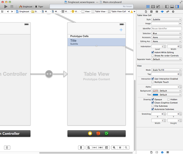 Adding a table view to the view controller.