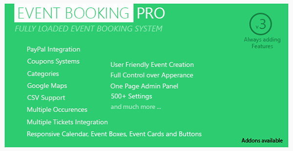 Event Booking Pro - WP Plugin Paypal or Offline