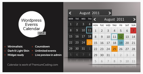 WordPress Multiple Events Calendar with Countdown