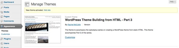 creating-wordpress-theme-from-static-html-theme-activated