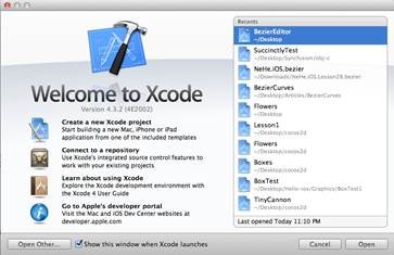 Figure 4 The Xcode welcome screen
