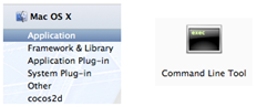 Figure 5 Mac OS X template categories and Command Line Tool template icon