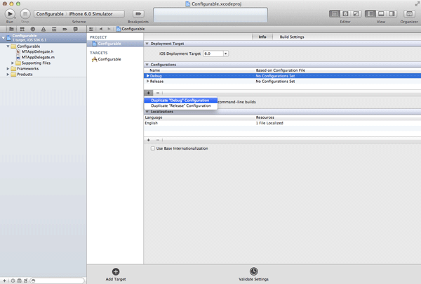 iOS Quick Tip: Managing Configurations With Ease - Duplicate Debug Configuration 