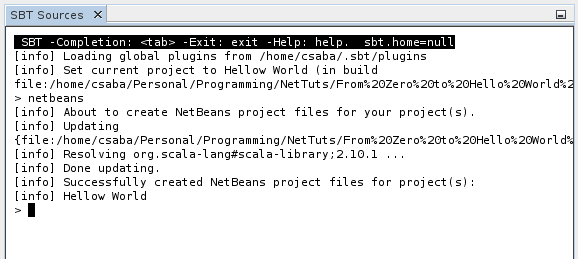 NetBeans SBT Console