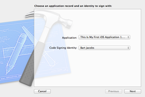 How To Submit an iOS App to the App Store - Select Application and Code Signing Identity 