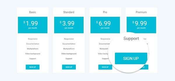 Material Design Pricing Table