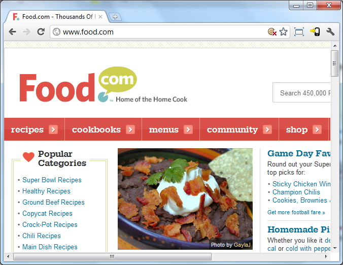 Figure 1 foodcom home page