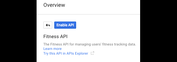 Enable API Button for Fitness API