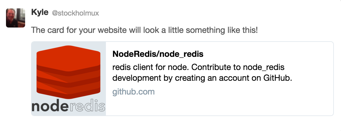 Screenshot of Twitter Card generated by a GitHub page
