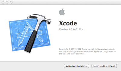 About Xcode Screen