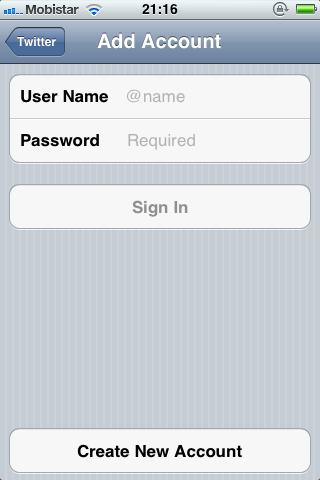 iOS 5 and The Twitter Framework (Part 1): Adding a Twitter Account - Figure 3
