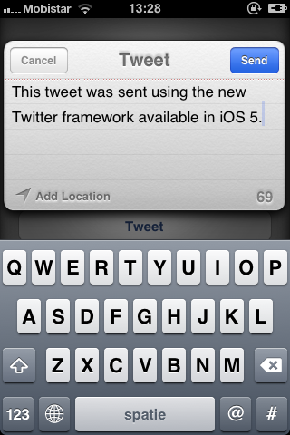 iOS 5 and The Twitter Framework (Part 1): The Tweet Compose View - Figure 8