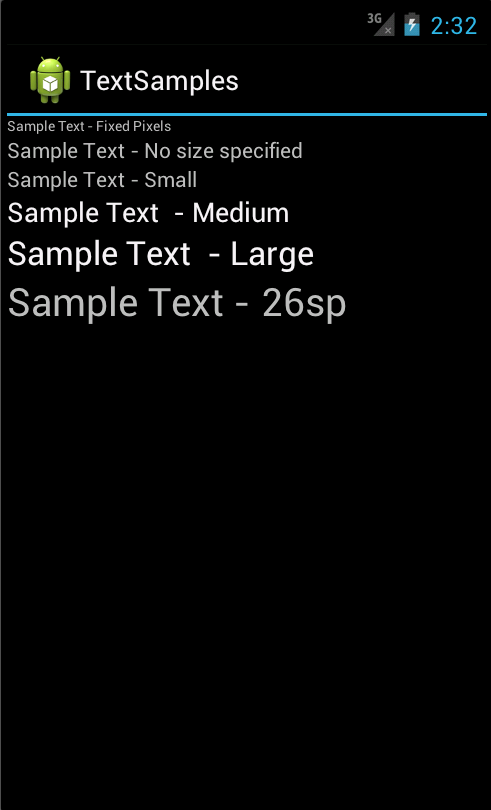 TextView Controls with Various Text Sizes, User Preference for Normal Font Size<br />
