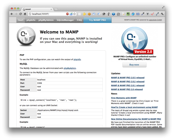MAMP Homepage