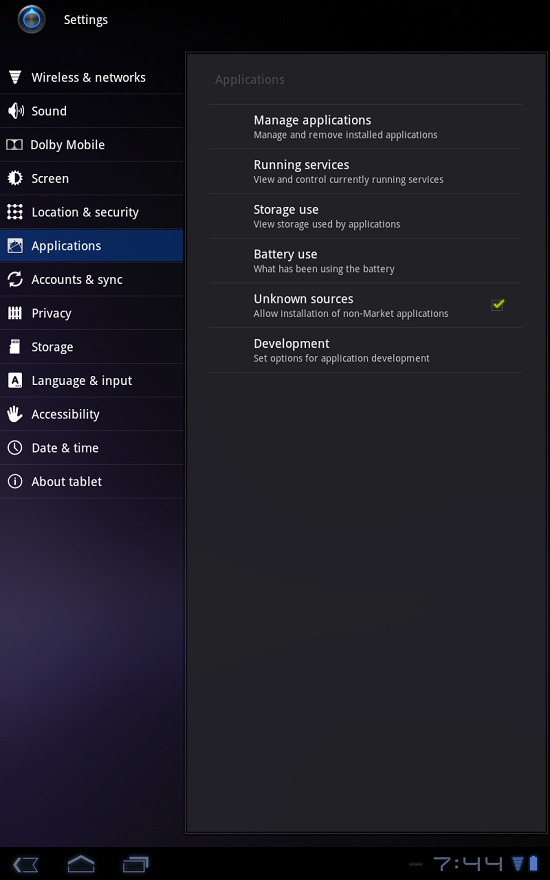 Device Application Settings