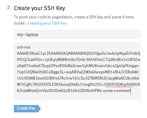 SSH Key form