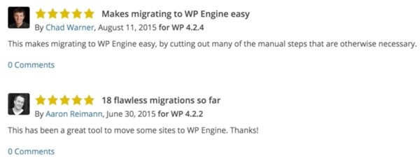 WP Engine Customer Praise for Site Migration