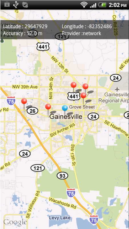 Mapview showing mall locations