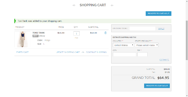 Current Cart Page
