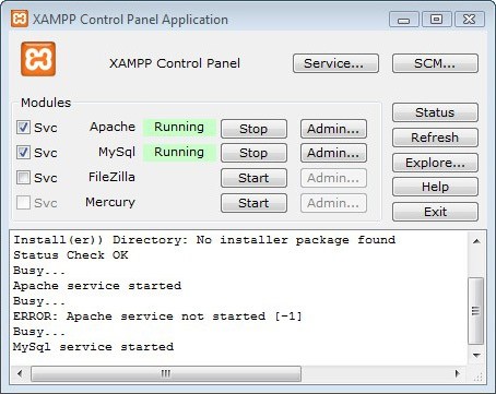 Xampp Control Panel Started