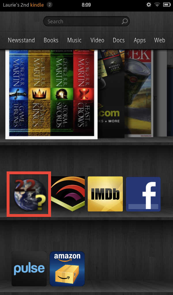 Screen shot of Kindle Fire showing fuzzy app icon