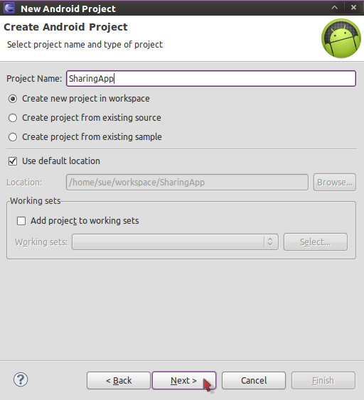 Creating a New Android Project in Eclipse