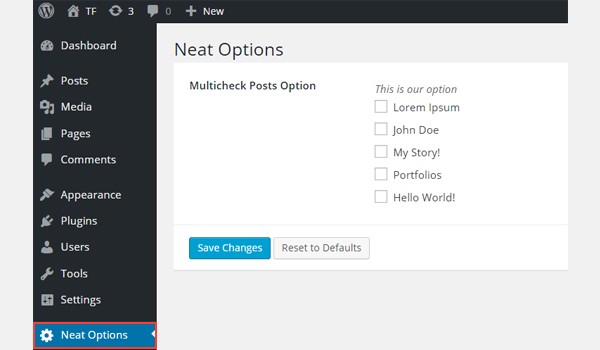Adding a multi-check option to the Neat Options