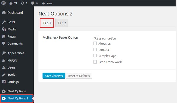 Adding Multicheck-Pages Type Options to a Tabbed Interface