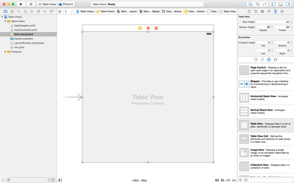 Adjusting the Dimensions of the Table View