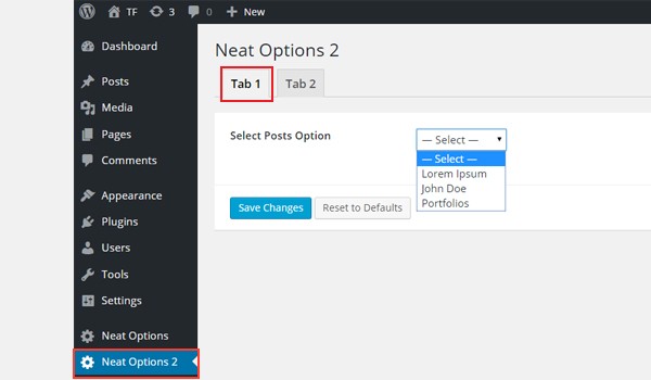 Adding a select-post option to the tabbed interface