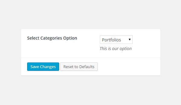 Choosing an option from the Select-Categories dropdown