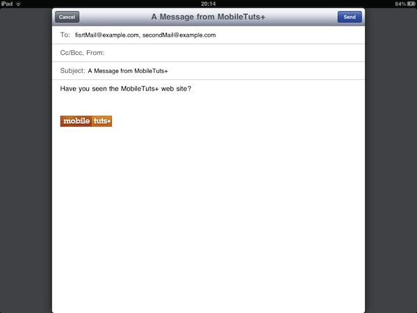 iPad mail interface